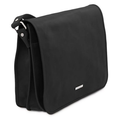 TL Messenger - Two compartments leather shoulder bag - Large size